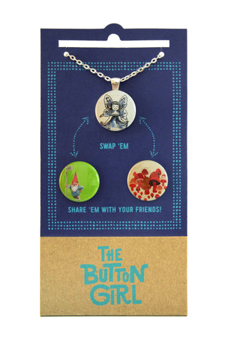 Magnetic Necklace with two interchangeable magnets - gnome, fairy, mushroom