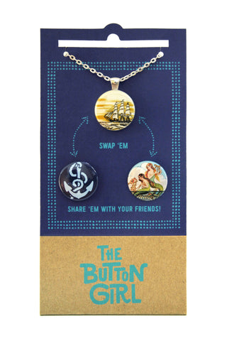 Magnetic Necklace with two interchangeable magnets - ship, anchor, mermaids