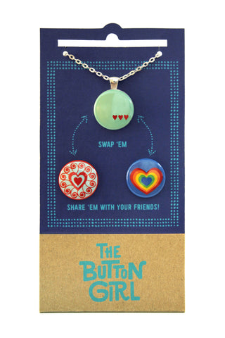 Magnetic Necklace with two interchangeable magnets - hearts