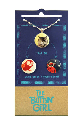 Magnetic Necklace with two interchangeable magnets - owls