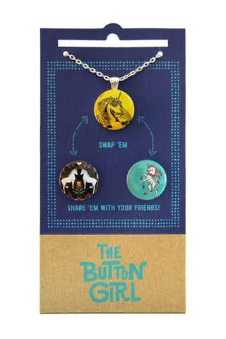 Magnetic Necklace with two interchangeable magnets - unicorns